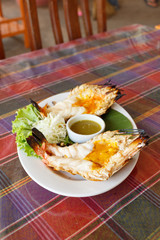 Grilled Giant River Prawn at Ayutthaya in Thailand