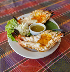 Grilled Giant River Prawn at Ayutthaya in Thailand