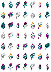 Set of abstract eco leaf icons, business logotype nature concepts, clean modern geometric design