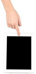 Female hand using tablet