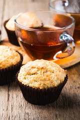 Homemade muffins and hot tea