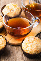 Homemade muffins and hot tea
