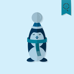 Christmas Penguin. Monochrome color