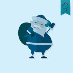 Cute Santa Claus with Big Gifts Bag