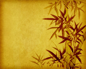 bamboo on old grunge paper texture background