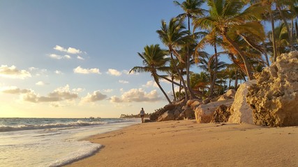 Beautiful morning over tropical beach in Punta Cana, Dominican Republic