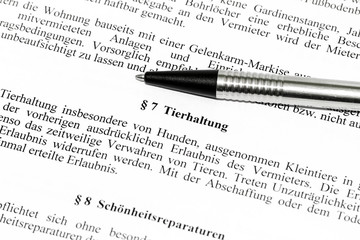 Obraz premium Mietvertragsklausel Tierhaltung