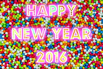 HAPPY NEW YEAR 2016 word with colorful decoration
