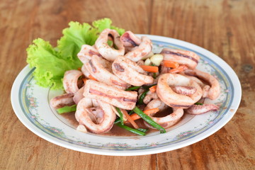 Stir Fried Squid and shrimp paste with Roasted Chili Paste