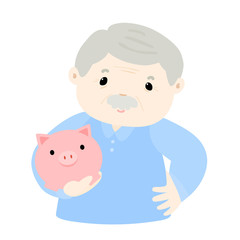 grandpa save money in piggy bank vector
