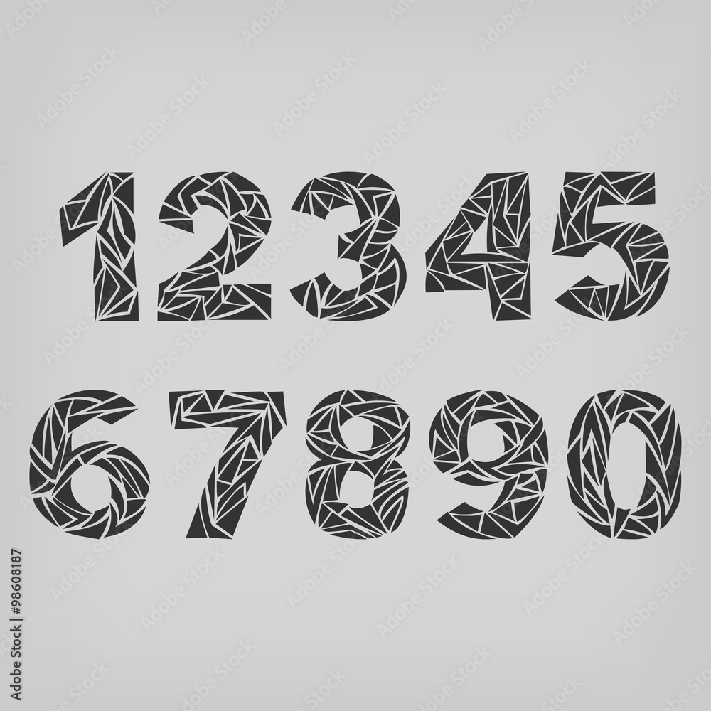 Fototapete set of numbers from one to zero. vector illustration.