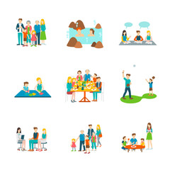 set 9 of bigfamily ,onsen,learning,origami maker,bigfamily dinner,bestball,meey doctor,eating doughnut