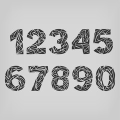 Set of numbers  from  one to zero. Vector illustration. 