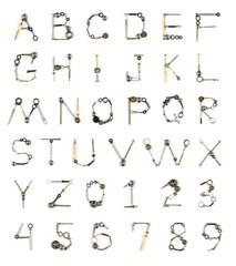 Industrial metal alphabet with screws