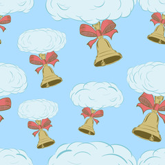 Seamless clouds with hand bells