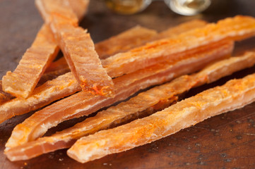 Smoked fish sticks and beer