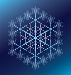 blue six-pointed snowflake on a blue gradient