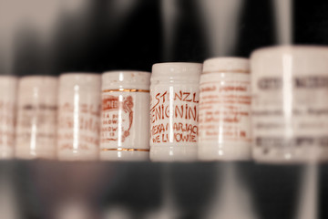 vintage medications in small bottles