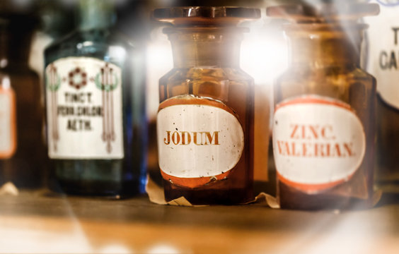 vintage medications in small bottles