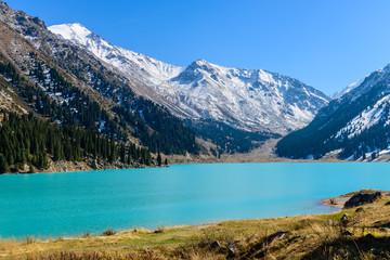 Naklejka na ściany i meble Big Almaty lake is a highland reservoir and natural landmark in Almaty, Kazakhstan.
