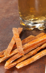 Smoked fish sticks and beer