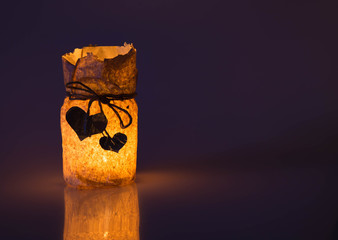 Ornament small lamp for St. Valentine's Day from banks, the pape