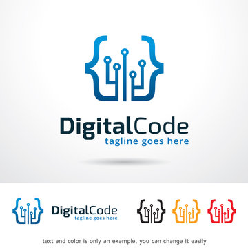 Digital Code Logo Template Design Vector