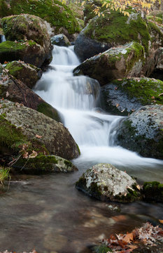 Beautiful waterfall and big rocks