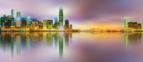 Obraz premium Panorama of Hong Kong and Financial district