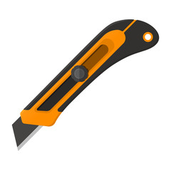 Vector illustration. Construction utility knife in flat design isolated on white background