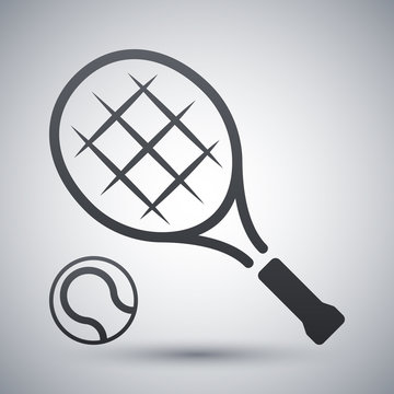 Tennis Racket And Tennis Ball, Vector Icon