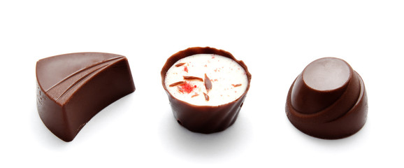 Assortment of chocolate candies isolated