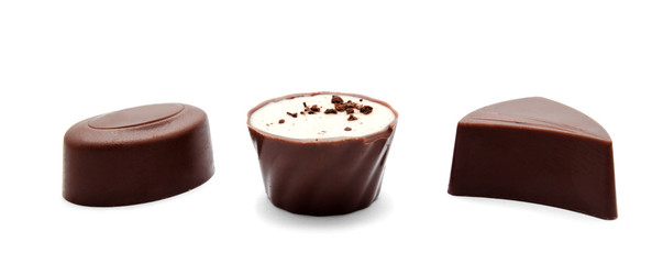 Assortment of chocolate candies isolated