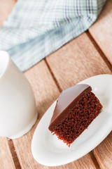 cup of coffee and chocolate cake