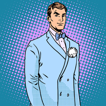 The groom in a wedding suit