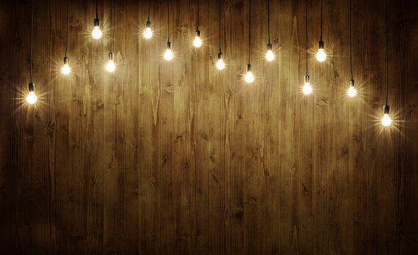 Light bulbs on wood