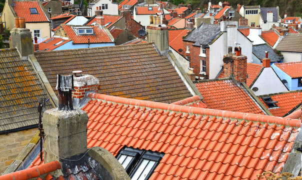 Roof tops in the village of Staithes, North Yorkshire, England.