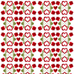  pattern red heart rose petals