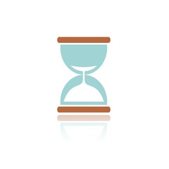 Icono aislado de un reloj de arena con reflejo. Ilustraci&oacute;n vectorial