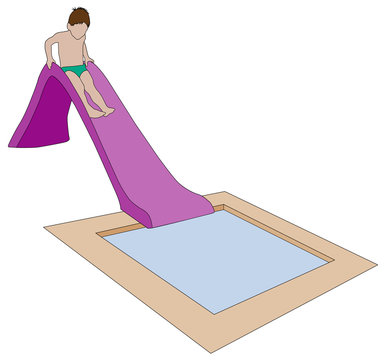 recommend clip art: vector child on water slide, isolated illustration, aquapark for children concept