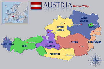 Obraz na płótnie Canvas Political Map of Austria