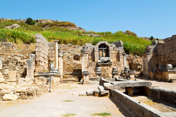 Fototapeta na wymiar in perge old asia and the roman temple