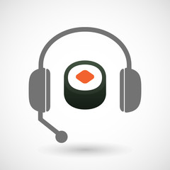 Remote assistance headset icon with  a piece of sushi maki © jpgon