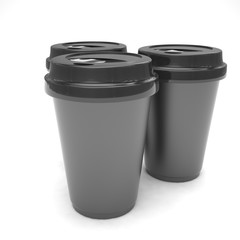 Three paper coffee cups