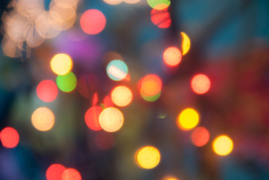 Bokeh abstract rainbow spot colorful background from decorative