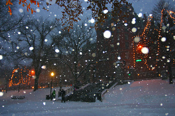 Stock image of a snowing winter at Boston, Massachusetts, USA..