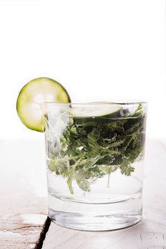 Soda Water With Parsley And Cucumber