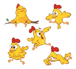 Fototapete Babyzimmer  illustration of a set of cute cartoon yellow chickens   © liusa