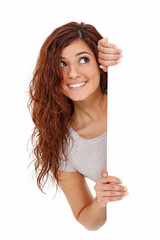 Frau mit leerer Tafel