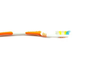 used toothbrush on white background